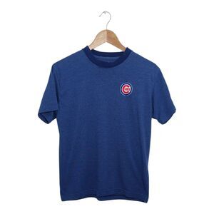 Antigua Chicago Cubs T Shirt Boys Size Large Fitted Tee Top Blue Logo Baseball